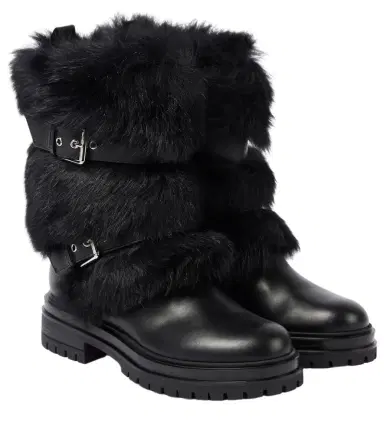 Gianvito Rossi Maverick leather and shearling biker boots | Thumbnail 1 Gianvito Rossi Maverick leather and shearling biker boots | Thumbnail 1