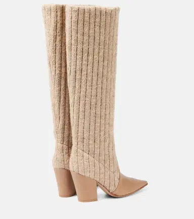 Gianvito Rossi Leather-trimmed knee-high boots | Thumbnail 3 Gianvito Rossi Leather-trimmed knee-high boots | Thumbnail 3