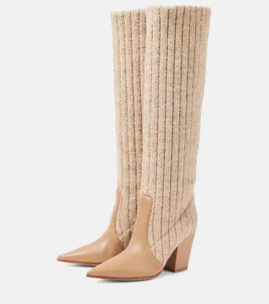 Gianvito Rossi Leather-trimmed knee-high boots | Thumbnail 4 Gianvito Rossi Leather-trimmed knee-high boots | Thumbnail 4