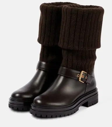 Gianvito Rossi Thurso leather-trimmed biker boots | Thumbnail 2 Gianvito Rossi Thurso leather-trimmed biker boots | Thumbnail 2