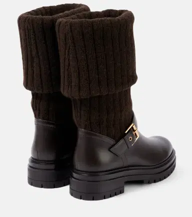 Gianvito Rossi Thurso leather-trimmed biker boots | Thumbnail 4 Gianvito Rossi Thurso leather-trimmed biker boots | Thumbnail 4