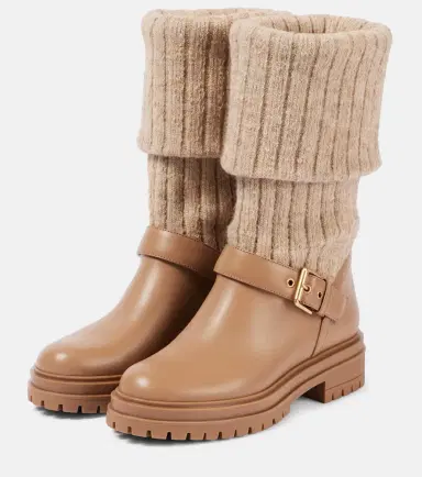 Gianvito Rossi Thurso leather-trimmed sock boots | Thumbnail 2 Gianvito Rossi Thurso leather-trimmed sock boots | Thumbnail 2