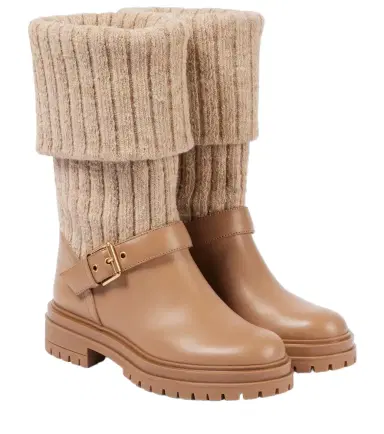 Gianvito Rossi Thurso leather-trimmed sock boots | Thumbnail 1 Gianvito Rossi Thurso leather-trimmed sock boots | Thumbnail 1