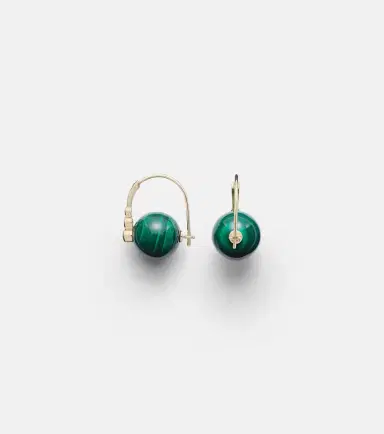 Sydney Evan 14kt gold earrings with diamonds and malachites | Thumbnail 2 Sydney Evan 14kt gold earrings with diamonds and malachites | Thumbnail 2