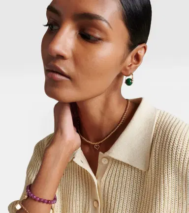 Sydney Evan 14kt gold earrings with diamonds and malachites | Thumbnail 4 Sydney Evan 14kt gold earrings with diamonds and malachites | Thumbnail 4