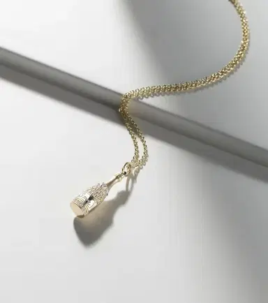 Sydney Evan Champagne Bottle 14kt gold pendant necklace with diamonds | Thumbnail 2 Sydney Evan Champagne Bottle 14kt gold pendant necklace with diamonds | Thumbnail 2