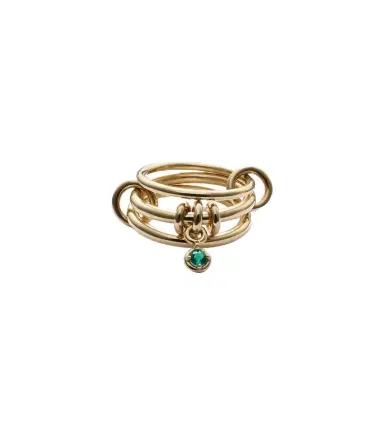 Spinelli Kilcollin Piera 18kt gold linked rings with emerald | Thumbnail 1 Spinelli Kilcollin Piera 18kt gold linked rings with emerald | Thumbnail 1