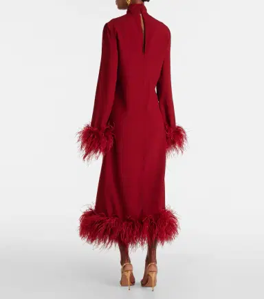 Taller Marmo Gina feather-trimmed midi dress | Thumbnail 2 Taller Marmo Gina feather-trimmed midi dress | Thumbnail 2