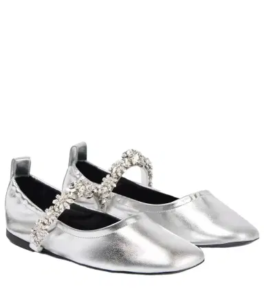 Stella McCartney Elsa metallic faux leather ballet flats | Thumbnail 1 Stella McCartney Elsa metallic faux leather ballet flats | Thumbnail 1
