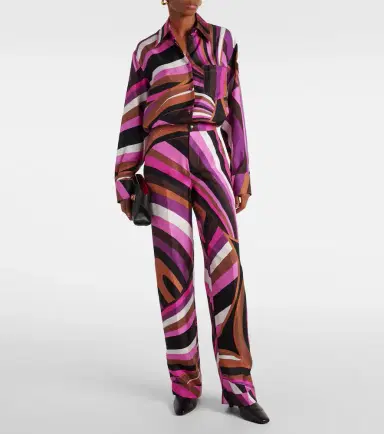 Pucci Iride high-rise silk twill wide-leg pants | Thumbnail 5 Pucci Iride high-rise silk twill wide-leg pants | Thumbnail 5
