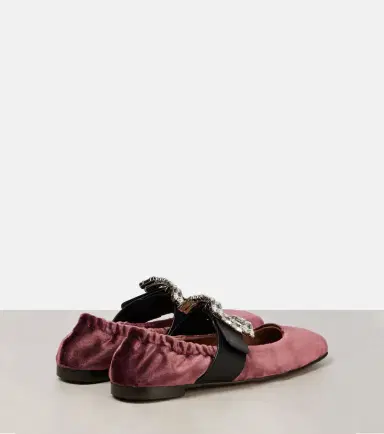 Dolce & Gabbana Embellished leather-trimmed velvet flats | Thumbnail 4 Dolce & Gabbana Embellished leather-trimmed velvet flats | Thumbnail 4