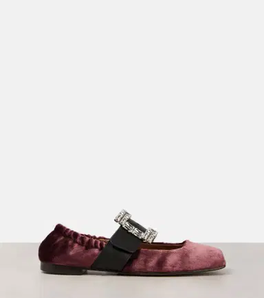 Dolce & Gabbana Embellished leather-trimmed velvet flats | Thumbnail 5 Dolce & Gabbana Embellished leather-trimmed velvet flats | Thumbnail 5