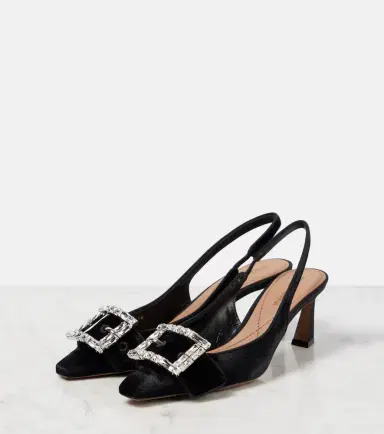 Dolce & Gabbana Embellished velvet slingback pumps | Thumbnail 3 Dolce & Gabbana Embellished velvet slingback pumps | Thumbnail 3