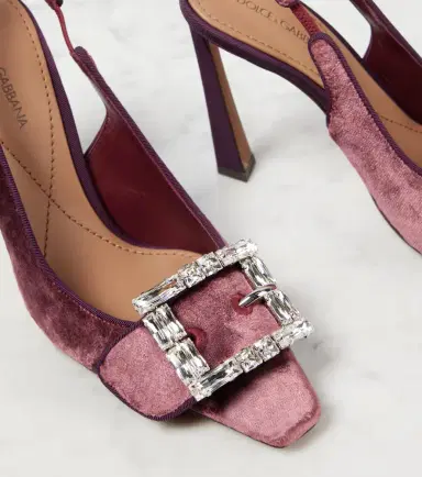 Dolce & Gabbana Embellished velvet slingback pumps | Thumbnail 3 Dolce & Gabbana Embellished velvet slingback pumps | Thumbnail 3