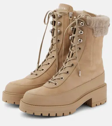 Aquazzura Very Cortina shearling-trimmed ankle boots | Thumbnail 4 Aquazzura Very Cortina shearling-trimmed ankle boots | Thumbnail 4