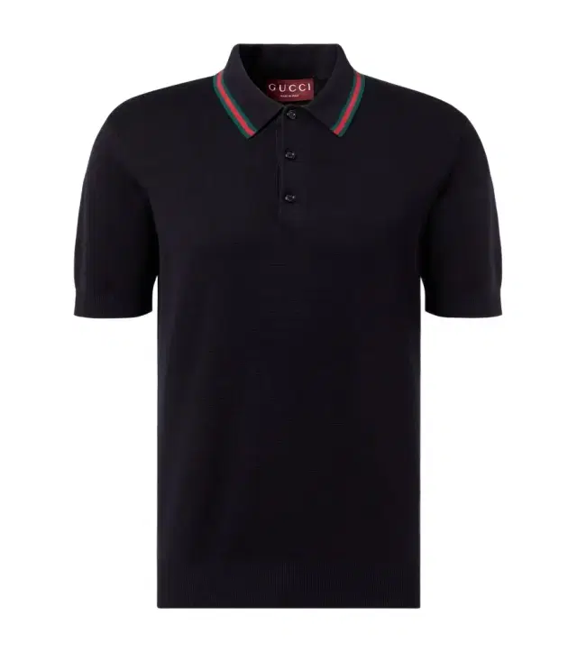 Web Stripe silk and cotton polo shirt Web Stripe silk and cotton polo shirt