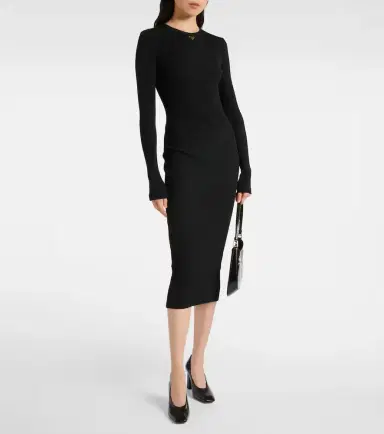Prada Logo ribbed-knit midi dress | Thumbnail 2 Prada Logo ribbed-knit midi dress | Thumbnail 2