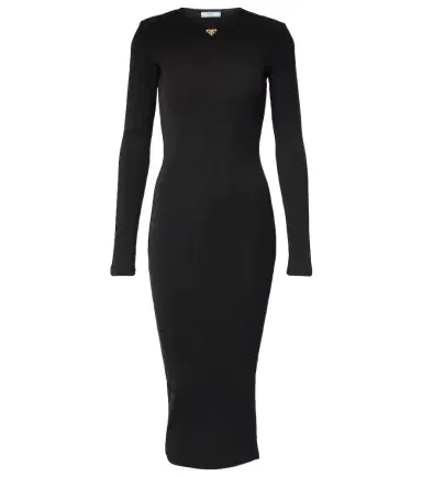 Prada Logo ribbed-knit midi dress | Thumbnail 1 Prada Logo ribbed-knit midi dress | Thumbnail 1