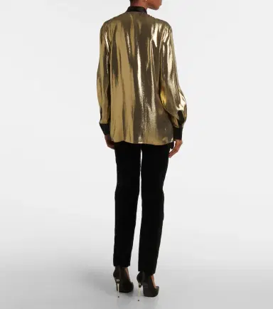 Dolce & Gabbana Tie-neck silk-blend lamé blouse | Thumbnail 2 Dolce & Gabbana Tie-neck silk-blend lamé blouse | Thumbnail 2