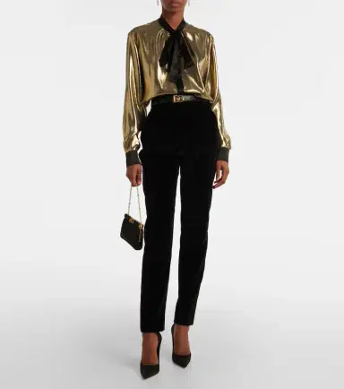 Dolce & Gabbana Tie-neck silk-blend lamé blouse | Thumbnail 4 Dolce & Gabbana Tie-neck silk-blend lamé blouse | Thumbnail 4