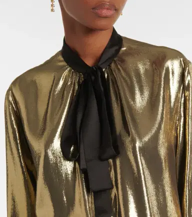 Dolce & Gabbana Tie-neck silk-blend lamé blouse | Thumbnail 5 Dolce & Gabbana Tie-neck silk-blend lamé blouse | Thumbnail 5