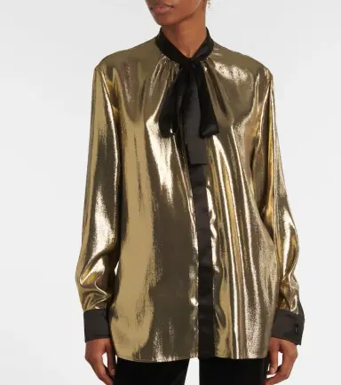 Dolce & Gabbana Tie-neck silk-blend lamé blouse | Thumbnail 6 Dolce & Gabbana Tie-neck silk-blend lamé blouse | Thumbnail 6