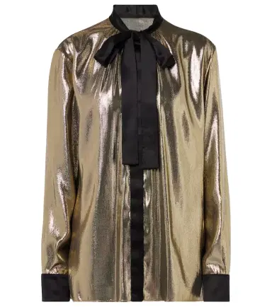 Dolce & Gabbana Tie-neck silk-blend lamé blouse | Thumbnail 1 Dolce & Gabbana Tie-neck silk-blend lamé blouse | Thumbnail 1