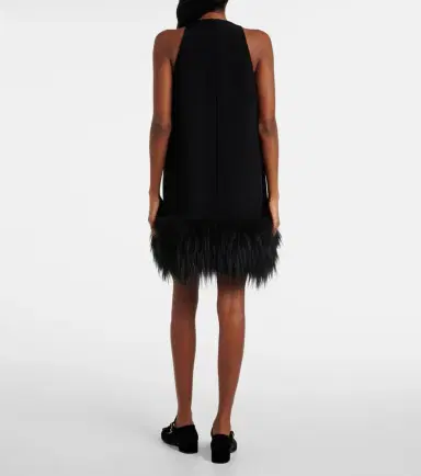 Prada Feather-trimmed minidress | Thumbnail 4 Prada Feather-trimmed minidress | Thumbnail 4