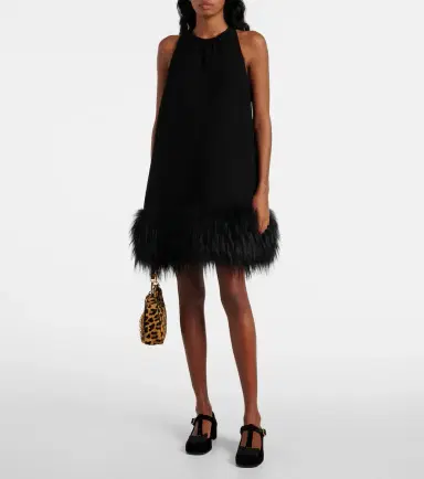 Prada Feather-trimmed minidress | Thumbnail 5 Prada Feather-trimmed minidress | Thumbnail 5