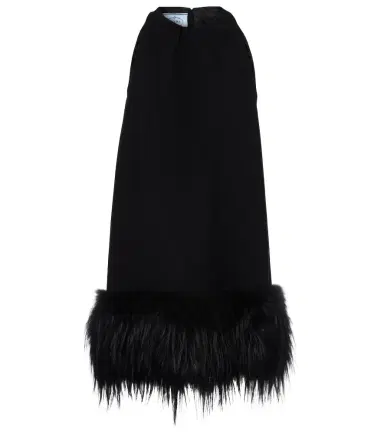 Prada Feather-trimmed minidress | Thumbnail 1 Prada Feather-trimmed minidress | Thumbnail 1