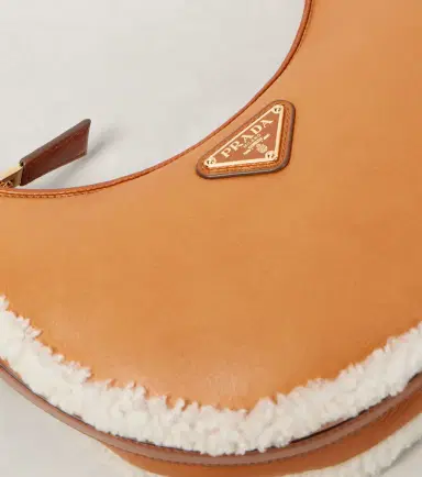 Prada Arqué Small shearling-trimmed shoulder bag | Thumbnail 3 Prada Arqué Small shearling-trimmed shoulder bag | Thumbnail 3