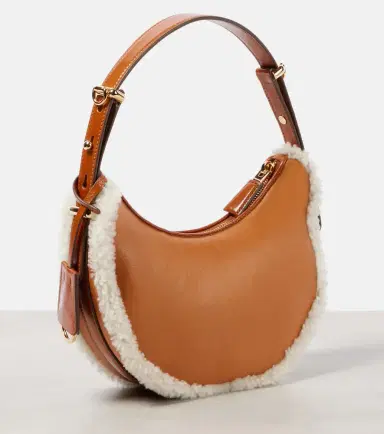 Prada Arqué Small shearling-trimmed shoulder bag | Thumbnail 4 Prada Arqué Small shearling-trimmed shoulder bag | Thumbnail 4