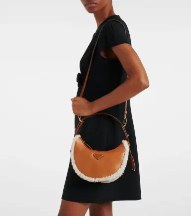 Prada Arqué Small shearling-trimmed shoulder bag | Thumbnail 7 Prada Arqué Small shearling-trimmed shoulder bag | Thumbnail 7