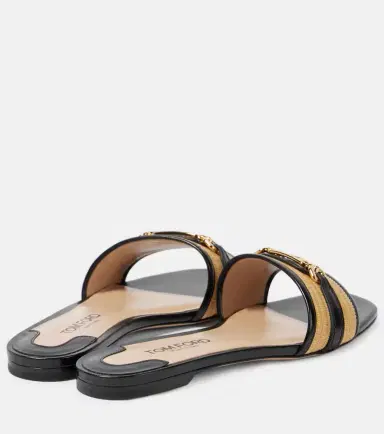 Tom Ford Whitney leather and raffia slides | Thumbnail 2 Tom Ford Whitney leather and raffia slides | Thumbnail 2