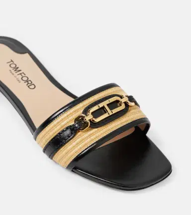 Tom Ford Whitney leather and raffia slides | Thumbnail 3 Tom Ford Whitney leather and raffia slides | Thumbnail 3