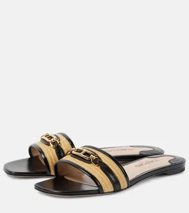 Tom Ford Whitney leather and raffia slides | Thumbnail 4 Tom Ford Whitney leather and raffia slides | Thumbnail 4