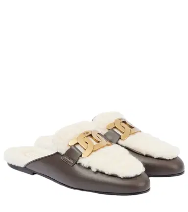 Tod's Catena shearling and leather mules | Thumbnail 1 Tod's Catena shearling and leather mules | Thumbnail 1