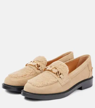 Tod's Shearling-trimmed suede loafers | Thumbnail 4 Tod's Shearling-trimmed suede loafers | Thumbnail 4