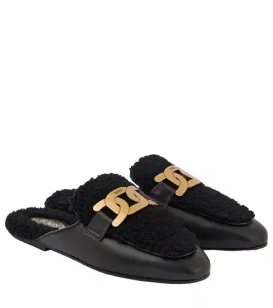 Tod's Catena Kate shearling and leather mules | Thumbnail 1 Tod's Catena Kate shearling and leather mules | Thumbnail 1