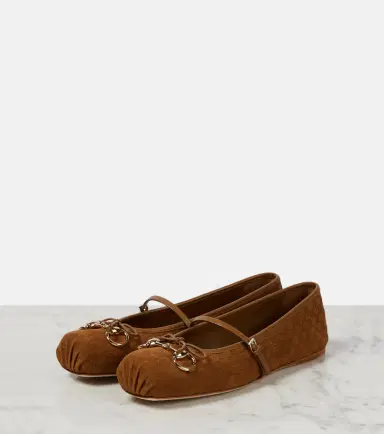 Gucci Horsebit GG suede ballet flats | Thumbnail 2 Gucci Horsebit GG suede ballet flats | Thumbnail 2