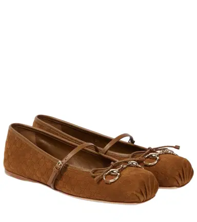 Gucci Horsebit GG suede ballet flats | Thumbnail 1 Gucci Horsebit GG suede ballet flats | Thumbnail 1