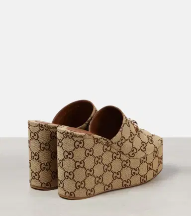 Gucci Horsebit GG Canvas wedge mules | Thumbnail 5 Gucci Horsebit GG Canvas wedge mules | Thumbnail 5