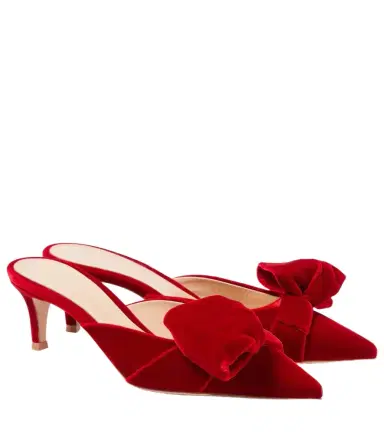 Gianvito Rossi 55 bow-detail velvet mules | Thumbnail 1 Gianvito Rossi 55 bow-detail velvet mules | Thumbnail 1