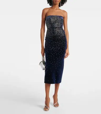 Alex Perry Embellished velvet midi dress | Thumbnail 3 Alex Perry Embellished velvet midi dress | Thumbnail 3