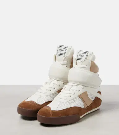 Chloé Chloé Chloé Kick leather-trimmed high-top sneakers | Thumbnail 3 Chloé Chloé Chloé Kick leather-trimmed high-top sneakers | Thumbnail 3