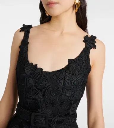 Oscar de la Renta Orchid embroidered guipure lace midi dress | Thumbnail 2 Oscar de la Renta Orchid embroidered guipure lace midi dress | Thumbnail 2
