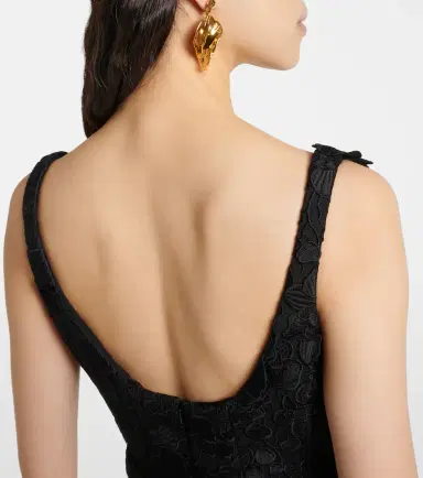 Oscar de la Renta Orchid embroidered guipure lace midi dress | Thumbnail 4 Oscar de la Renta Orchid embroidered guipure lace midi dress | Thumbnail 4