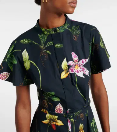 Oscar de la Renta Floral cotton-blend midi dress | Thumbnail 2 Oscar de la Renta Floral cotton-blend midi dress | Thumbnail 2