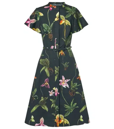 Oscar de la Renta Floral cotton-blend midi dress | Thumbnail 1 Oscar de la Renta Floral cotton-blend midi dress | Thumbnail 1