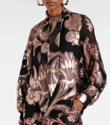 Etro Semi-sheer tie-neck lamé blouse | Thumbnail 2 Etro Semi-sheer tie-neck lamé blouse | Thumbnail 2